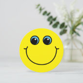 Geel glimlachen Uitnodiging Emoji Face Party (Staand voorkant)