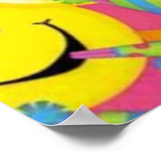 Geel glimlachend gezicht poster (Hoek)