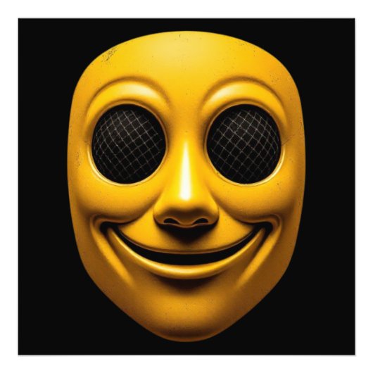 Geel glimlachend masker foto afdruk (Voorkant)