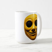 Geel glimlachend masker koffiemok (Voorkant rechts)
