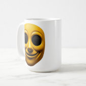 Geel glimlachend masker koffiemok (Voorkant links)