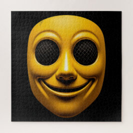 Geel glimlachend masker legpuzzel