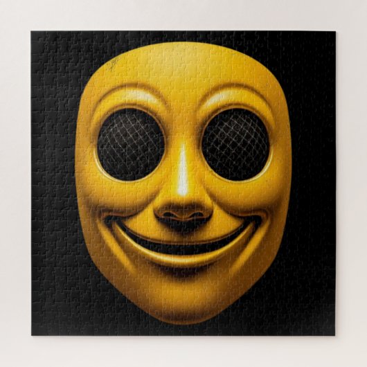 Geel glimlachend masker legpuzzel (Verticaal)