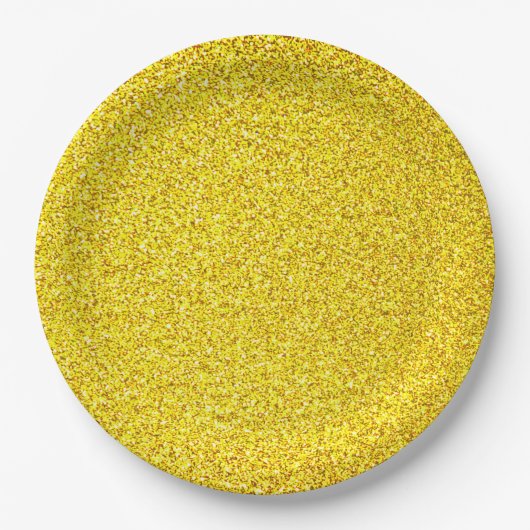 Geel glinsterend goud glans huwelijken verjaardage papieren bordje (Voorkant)