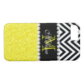 GEEL GLITTER BLACK CHEVRON MONOGRAMMED Case-Mate iPhone CASE (Achterkant (Horizontaal))