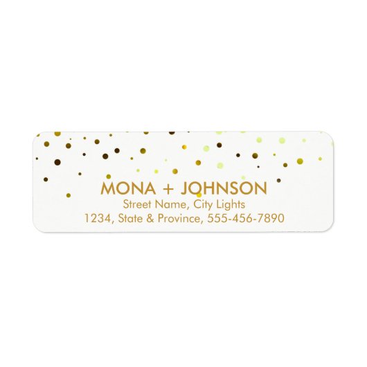 Geel Glitter Sparkle Confetti Stippen Moderne Etiket (Voorkant)