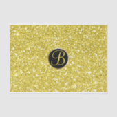 Geel Glitter Sparkle Glam Monogram Initiaal Tissuepapier (Voorkant)