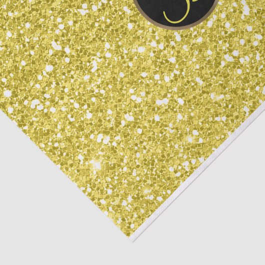 Geel Glitter Sparkle Glam Monogram Initiaal Tissuepapier (Detail)