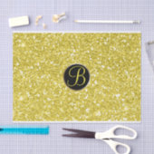 Geel Glitter Sparkle Glam Monogram Initiaal Tissuepapier (Craft)