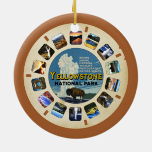 GEEL-GLOWSTONE NATIONALE PARK RETRO HOLIDAY KERAMISCH ORNAMENT