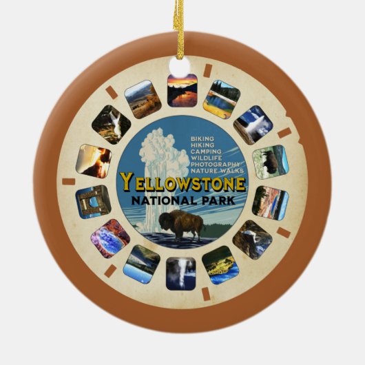 GEEL-GLOWSTONE NATIONALE PARK RETRO HOLIDAY KERAMISCH ORNAMENT (Achterkant)