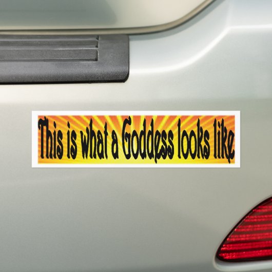 GEEL GODESS BUMPERSTICKER (Op auto)