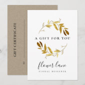 GEEL GOLD FAUNA WREATH GIFT-CERTIFICERINGSKAART FEESTDAGENKAART (Voorkant / Achterkant)