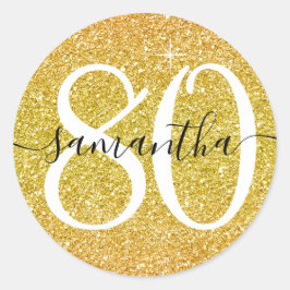 Geel Gold Faux Glitter - speciaal gepersonaliseerd Ronde Sticker