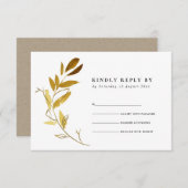 GEEL GOLD FOLIAGE WATERVERF WREATH WEDDING RSVP INFORMATIEKAARTJE (Voorkant / Achterkant)