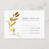 GEEL GOLD FOLIAGE WATERVERF WREATH WEDDING RSVP INFORMATIEKAARTJE (Voorkant)