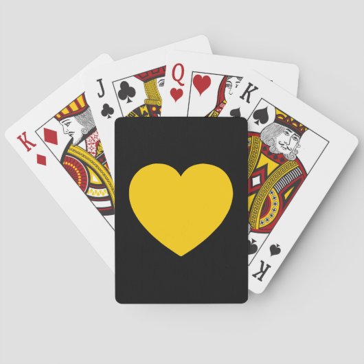 Geel Gold Heart op zwart Pokerkaarten (Achterkant)