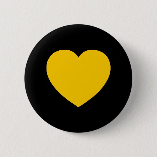 Geel Gold Heart op zwart Ronde Button 5,7 Cm (Voorkant)