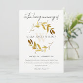 GEEL GOLD OCHRE FOLIAGE WREATH SYMPATHY MEMORIAL BEDANKKAART (Staand voorkant)