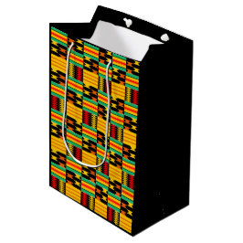 Geel-Gold Red Black Comb Kente Gift Bag Medium Cadeauzakje