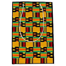 Geel-Gold Red Black Comb Kente Gift Bag Medium Cadeauzakje