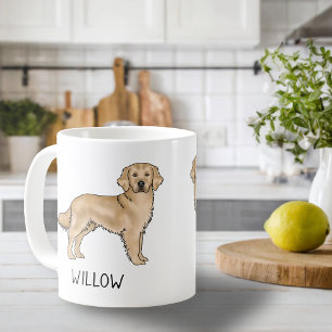 Geel Golden Retriever Cartoon Dog Aangepaste naam Koffiemok