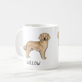 Geel Golden Retriever Cartoon Dog Aangepaste naam Koffiemok (Voorkant links)