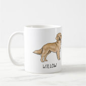 Geel Golden Retriever Cartoon Dog Aangepaste naam Koffiemok (Links)