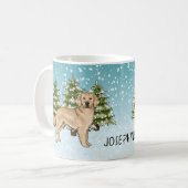 Geel Golden Retriever Hond Kerstmis Custom Name Koffiemok (Voorkant links)