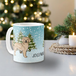 Geel Golden Retriever Hond Kerstmis Custom Name Koffiemok