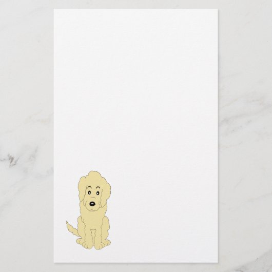 Geel Goldendoodle Dog Design Briefpapier (Voorkant)