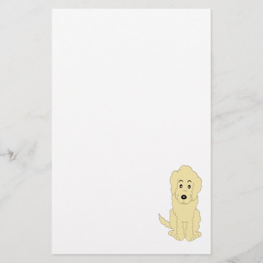 Geel Goldendoodle Dog Design Briefpapier (Achterkant)