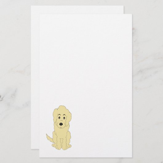 Geel Goldendoodle Dog Design Briefpapier (Voorkant / Achterkant)