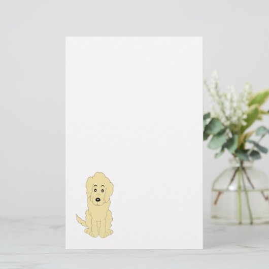 Geel Goldendoodle Dog Design Briefpapier (Staand voorkant)