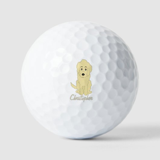 Geel Goldendoodle Dog Design Golfballen (Voorkant)
