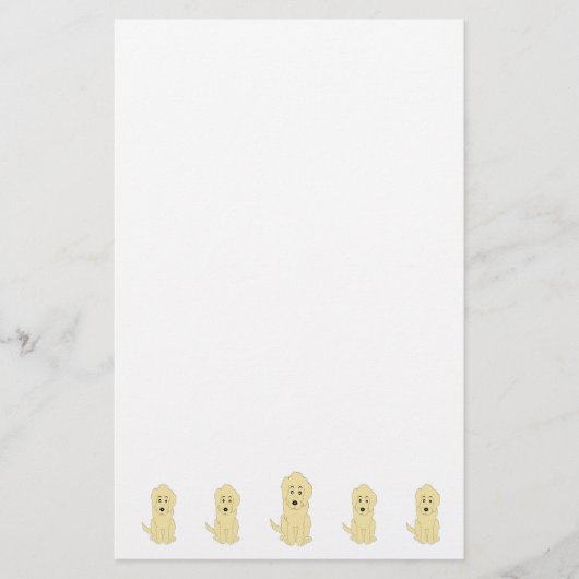 Geel Goldendoodle Hond Design Briefpapier (Voorkant)