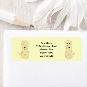 Geel Goldendoodle-hond ontwerp retouradres Etiket