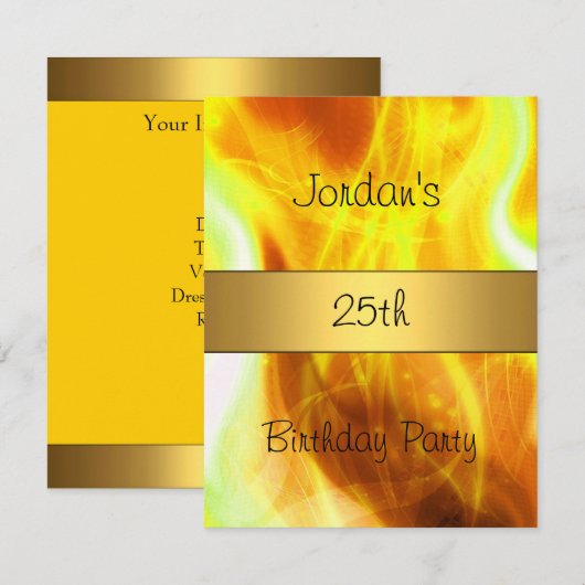 Geel goud 25e verjaardag kaart (Voorkant / Achterkant)