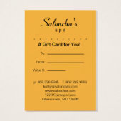 Geel Goud Blad Salon Spa Cadeau Kaart Certificaat (Achterkant)