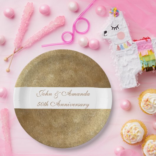 Geel Goud Blends Gepersonaliseerde Jubilea Borden Papieren Bordje (Feest)