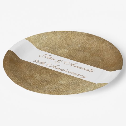 Geel Goud Blends Gepersonaliseerde Jubilea Borden Papieren Bordje (Gekanteld)
