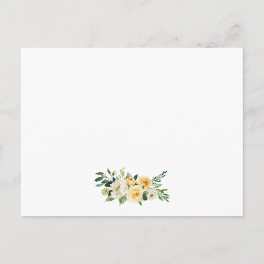 Geel Goud Bloemen Bruiloft Details Invoegen Kaart (Achterkant)