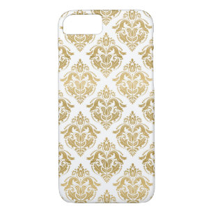 Geel Goud Bloemen Damast Geometrisch Patroon iPhone 8/7 Hoesje