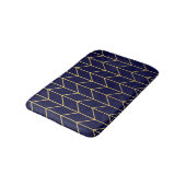 Geel goud Chevron Navy Blue Modern Chic Badmat (Gekanteld)