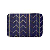 Geel goud Chevron Navy Blue Modern Chic Badmat (Voorkant)