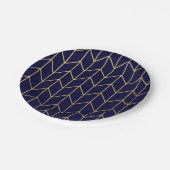 Geel goud Chevron Navy Blue Modern Chic Papieren Bordje (Gekanteld)