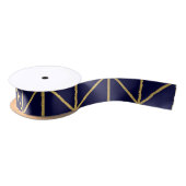 Geel goud Chevron Navy Blue Modern Chic Satijnen Lint (Spoel)