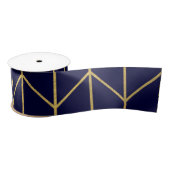Geel goud Chevron Navy Blue Modern Chic Satijnen Lint (Spoel)