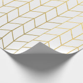 Geel goud Chevron White Modern Chic Cadeaupapier (Hoek)