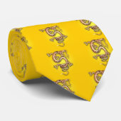 GEEL GOUD DRAGON FANTASY CREATURE ORIENTAL GRAPH STROPDAS (Opgerold)